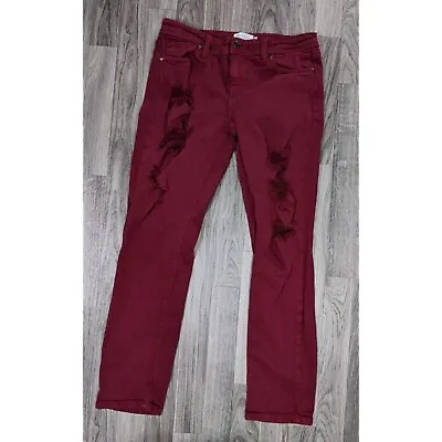 Oasis By Eunina Juniors Size 5 Distressed Red Denim Jeans • £13.17
