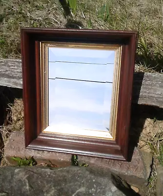 Antique Wall Shaving Mirror Beveled With Walnut Finish Wood Frame 1890s • $62.50