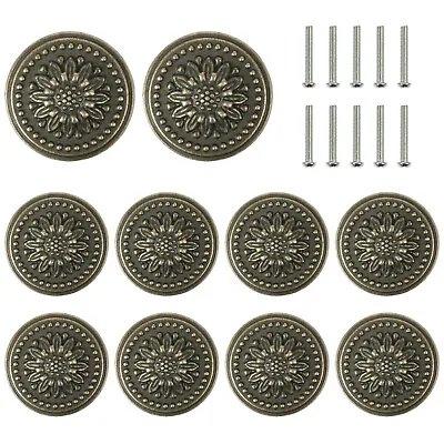 10 Pack-Retro Bronze Cabinet Knobs Vintage Antique Dresser Drawer Knobs Hardware • $10.99