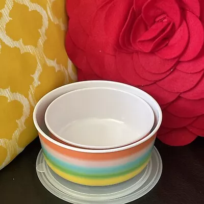 Two Rainbow Combo Pack Melamine Bowls With Lids. NWOT • £19.29