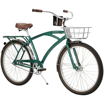 Huffy Sanford Men's 26 Inch Cruiser Bike - Green - With Basket & Rear Rack • $203
