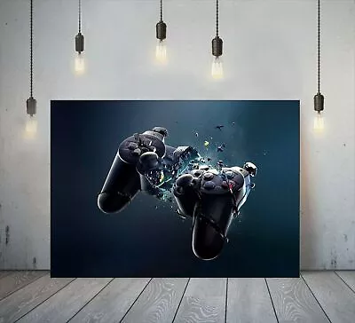 Playstation Exploding Controller Gaming Canvas Printed Wall Art Gamer Print • £16.99