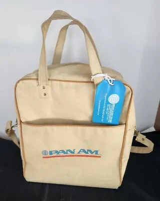 Vintage PAN AM AIRLINES Flight Carry-on Travel Canvas Tote Bag Tan • $29