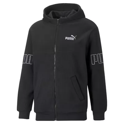 Puma Power Winterized Logo FullZip Hoodie Mens Black Casual Athletic Outerwear 6 • $19.99