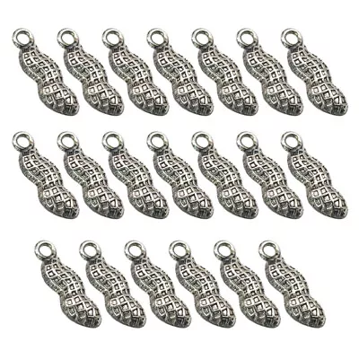 20 Pcs Metal Charms Pendants Diy Pendant Trays Blanks Silver Peanut Charm • £7.38