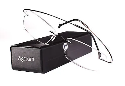 Pure Titanium Flexible Rimless Frame Optical Hingeless Eyeglasses Clear Lens Rx • £35.99