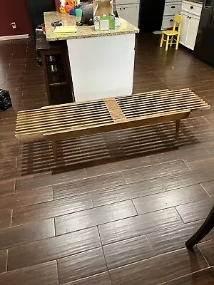 Mid Century Modern George Nelson Era 72” Slat Top Extendable Coffee Table • $895