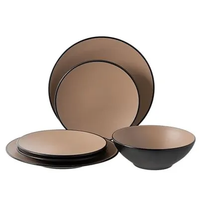 $59.95 • Buy Cou Cou By Inmirion - Dual Colour Round 12 Pc Dinner Set - Beige & Black