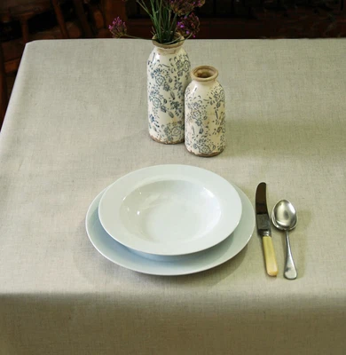 £8 • Buy  French Natural Plain Linen Oilcloth Wipe Clean Machine Washable