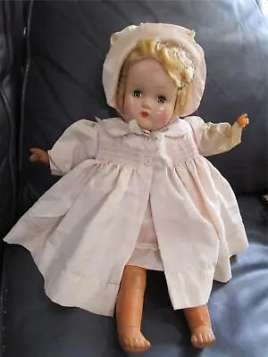 Vintage Latex/CLOTH DOLL; Unmarked Sleep Eyes Mohair Wig Crier Mute 15  • $27