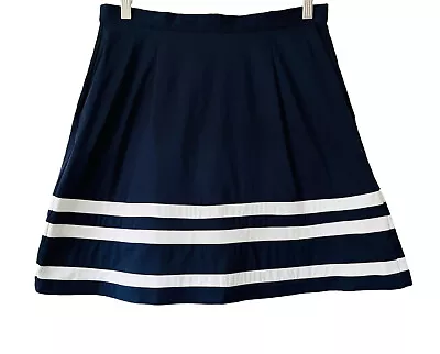 GANT Navy Mini Skirt - Size 10 - Nautical Sailor A-Line Flared Striped 15A599 • £7.95