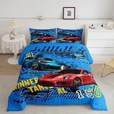 Sports Car Comforter Set Queen Sizerace Car Bedding Set Kids Young Manspeed Race • $70.51