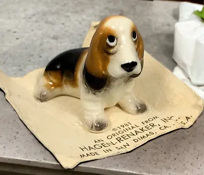 Hagen Renaker Basset Hound Dog Figurine Vintage PAPER IS VERY DAMAGED • $8.99