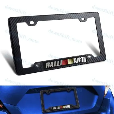 1PC RALLIART Car Emblem + Carbon Look ABS License Plate Tag Frame For Mitsubishi • $8.55