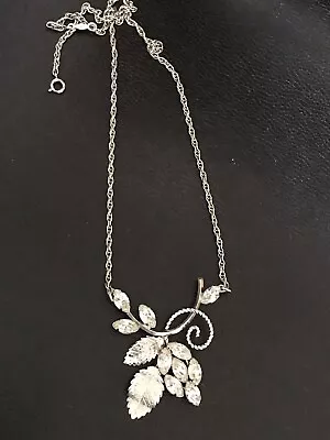 Diamonique A&Z Sterling Silver 925 Filigree Nature Motif Pendant Necklace 16  • $34.99