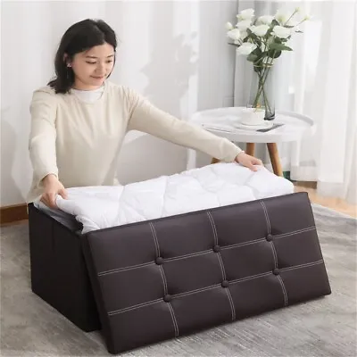 Seater Folding Storage Ottoman Pouffe Bench Seat Blanket Toy Chest Box 76*38*38 • £25.99