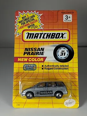 Vintage Matchbox Nissan Prairie MB 31 Silver Van 1990 Not Mint Bad Bubble   B1 • $14.99