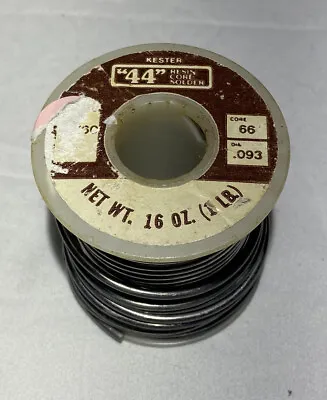 Vintage Kester 44 Core 66 Diameter 0.093 Resin Solder - 16 Oz. • $19.99