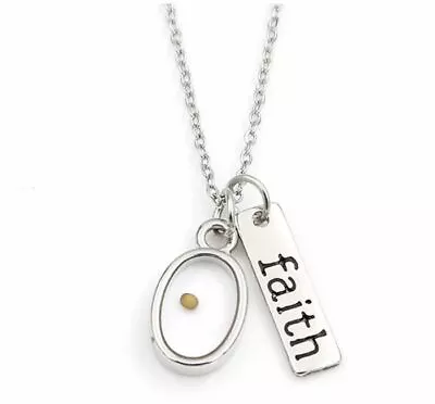 Faith Like A Mustard Seed Necklace Matthew 17:20 Bible Silver Christian Oval • $16.99