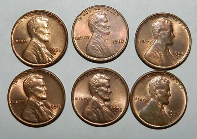 $10 • Buy U.S.A.  LOT OF 6 HIGH GRADE LINCOLN CENTS - With MINT LUSTRE