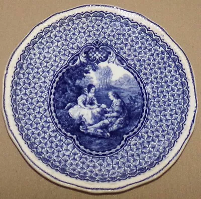 Antique Franz Anton Mehlem Bonn Germany 1755 Decor LXVI 7 1/2  Blue Lovers Plate • $19.20
