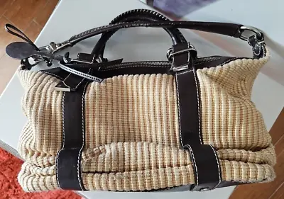 Francesco Biasia Woven Raffia Leather Trim Handbag Hobo • $35