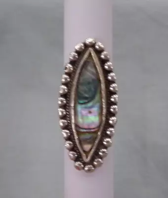 Vintage Sterling Silver Ring With Abalone Oval Stone Signed Sterling Sz 5 • $26.99