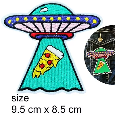 UFO Pizza Iron On Patch Alien Unidentified Flying Object Space Planet Patches • $6.95