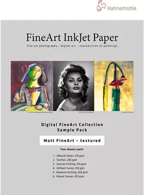 Hahnemuhle Inkjet Paper Sample Pack Matte Textured 8.5x11 In 10 Sheets • $30.01