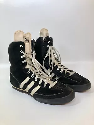 Rare 90s Vintage Adidas Boxing Shoes Black / White - Size 8.5 • $99.99