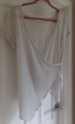 £5 • Buy Per Una Ecru Ladies Wrap Over Cap Sleeved Summer Cardigan Size 12