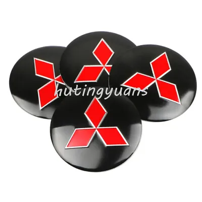 4 Pack 56mm 2.2'' Black Car Wheel Center Hub Cap Emblems Sticker For Mitsubishi • $11.49