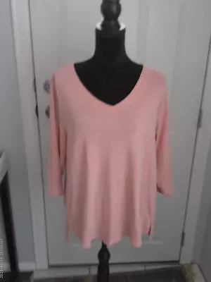 J. JILL Preowned  Pima 3/4 Sleeve V-neck Top  Shade Of Dusty Pink   Size XL • $9.75