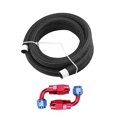 10FT AN4-4AN Stainless Steel Braided Oil Fuel Line + Fittings Hose Adaptor KIT • $15.99