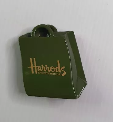 Harrods Knightbridge Shopping Bag 3D Fridge Magnet Green Harrods UK 4cm X 5cm • $18