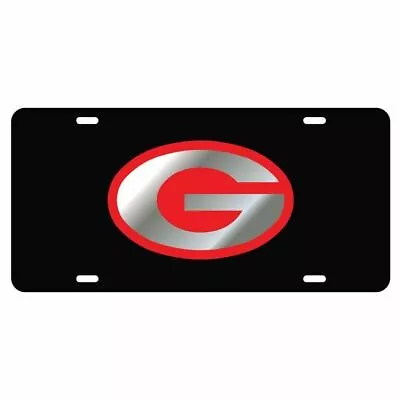 UGA Bulldogs Black W/ Georgia Red Mirrored Silver G / Car Tag  • $24.95