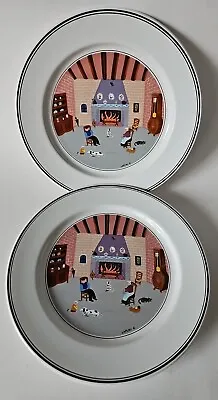 2 VILLEROY & BOCH Design Naif Fireplace 8 1/4  Salad Plates Lot Set • $19.95