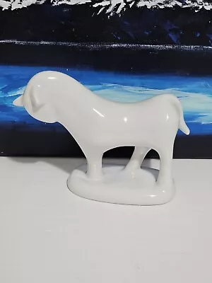 Vtg Naaman Fine Porcelain Israel White Abstract  Horse Animal Creature Fig. SH2 • $25.46