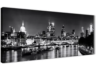 River Thames London Skyline Canvas Art - Cityscape - 1430 Black White Grey • £54.39