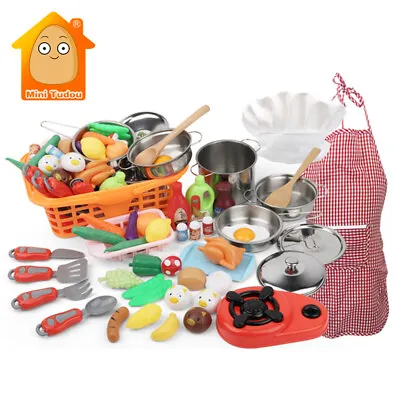 $19.99 • Buy 42pcs Kitchen Pretend Toys Cutting Foods Pots Pans Vegetable Fruit Toys For Kids