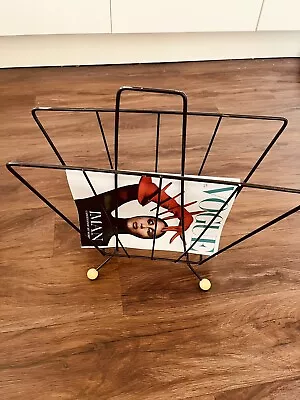 £10 • Buy Vintage Mid Century  50's 60's Atomic Magazine Rack With Yellow Ball Feet