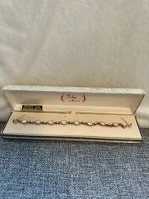 Vintage Toby Anne 12 Karat Gold Filled Opal Tennis Bracelet Original Box • $48