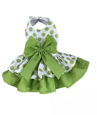 Double Skirt Green Polkadot Dog Dress Handmade(medium) Dog Clothes • $19.50
