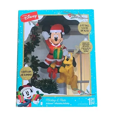 Disney MICKEY & PLUTO 5 Ft Tall LED Lights Hanging Inflatable Gemmy Airblown NIB • $59.99