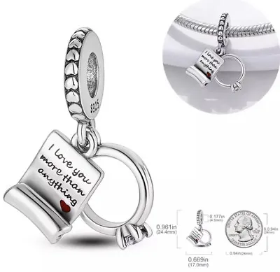 Charm For Bracelet Or Necklace Sterling Silver 925 I Love You More That Anything • $26.45