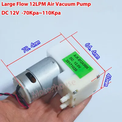 $21.67 • Buy DC 12V Large Flow 12LPM Vacuum Diaphragm Pump Negative Pressure Suction Air Pump