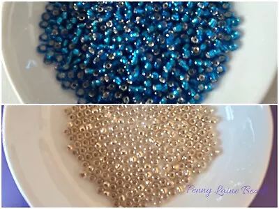 Miyuki 8/0 Sparkling Gold Lined Crystal Capri Blue Japanese Seed Beads - 10g 5g • £2.50