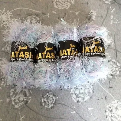 4 X 50g Jarol Natasha Eyelash Yarn Wool - Pastel Lilac/Blue Mix Shade - BNIP • £6