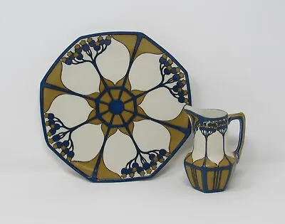 Villeroy & Boch Mettlach Art Nouveau Elderberry 8   Dessert Plate & Creamer • $195