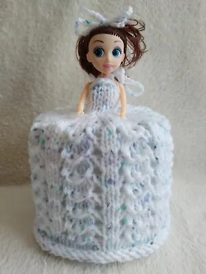 £9.99 • Buy Hand Knitted White  Multicoloured Toilet Roll Doll Cover